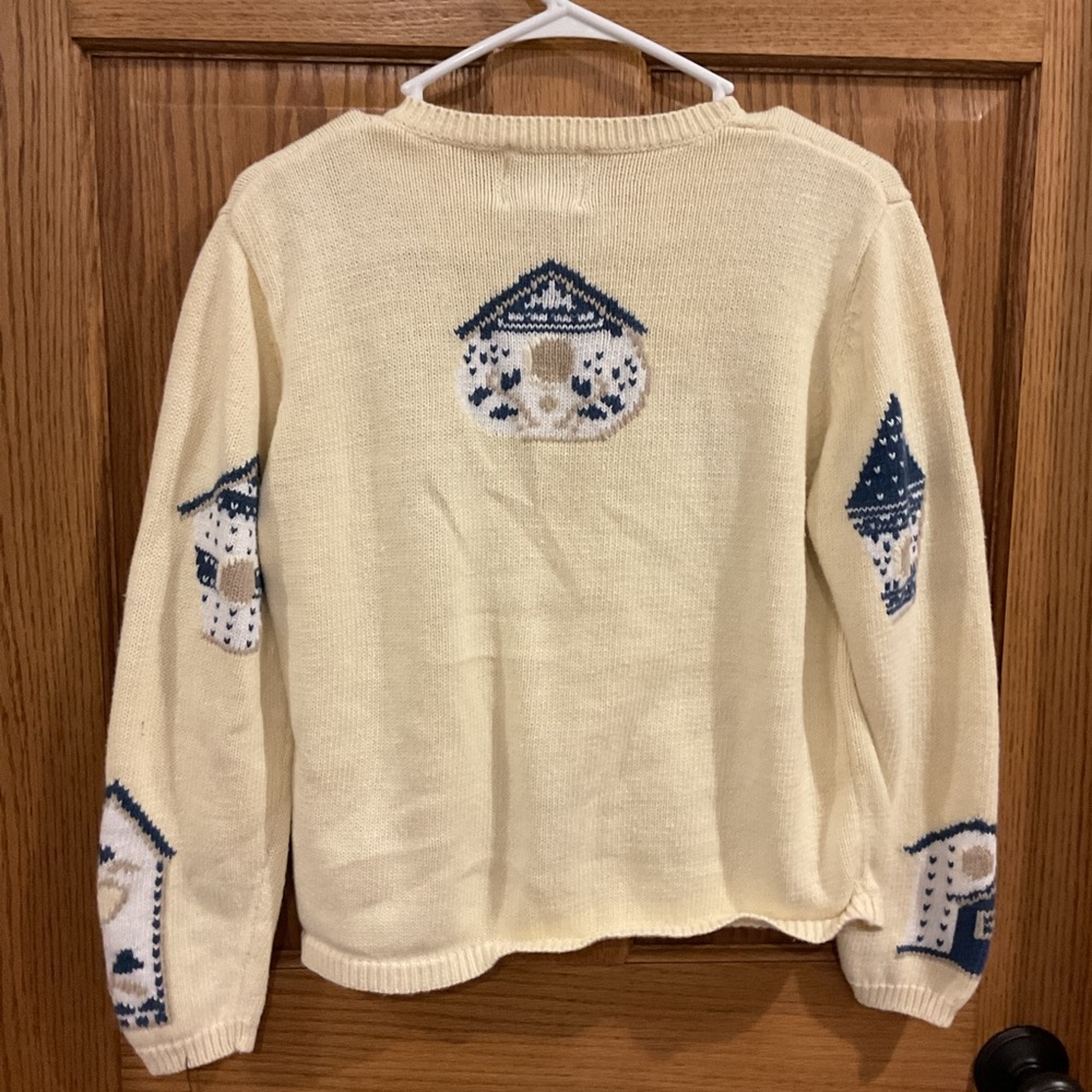 Christopher & Banks Hand Embroidered Birdhouse Cardigan Sweater Size M - Picture 7 of 10